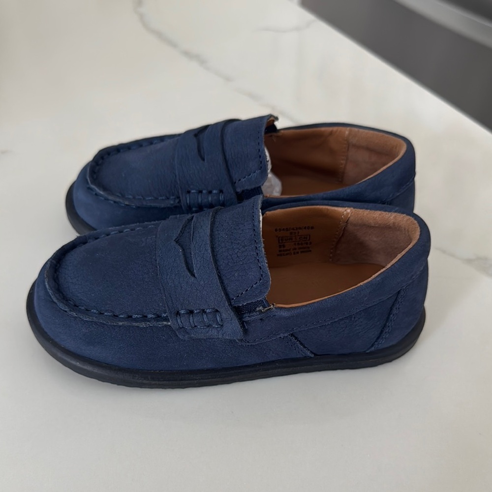 Zara Kids Toddler Navy Suede Penny Loafers NEW